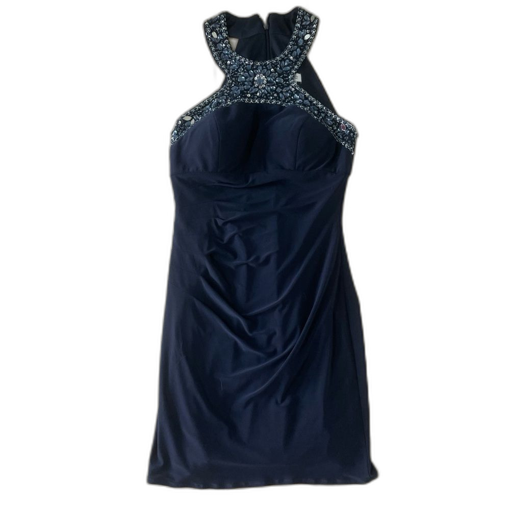 Cache Vintage 90s Y2K Bodycon Embellished Jeweled Halter Top Dress Size 4